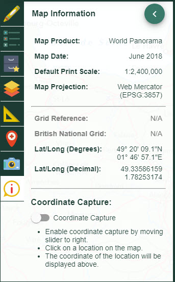 Image of map information panel in the sidebar