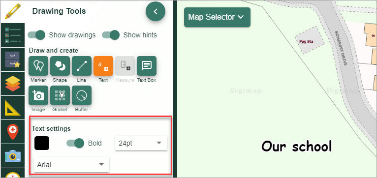 Image of Place standalone label option, highlighted